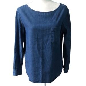 Joe Fresh Boat Neck Long Sleeve Soft Denim Top Size Medium